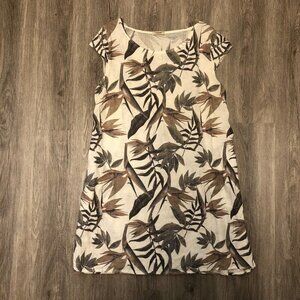 Lungo L'Arno Size 1X 100% Linen Dress Neutral Tropical Floral Made in Italy